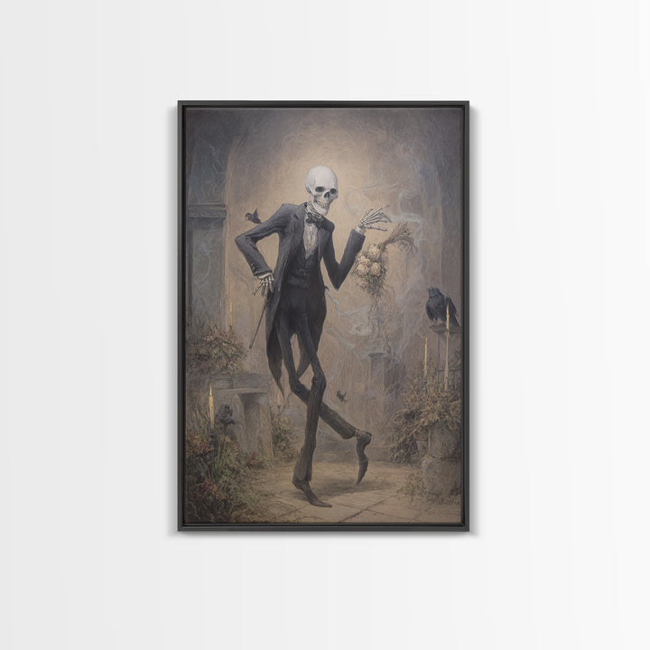 The Ghostly Groom, Victorian Macabre Art, Vertical Wall Art, Dark Halloween Decor, Framed Canvas Print, Halloween Wall Art