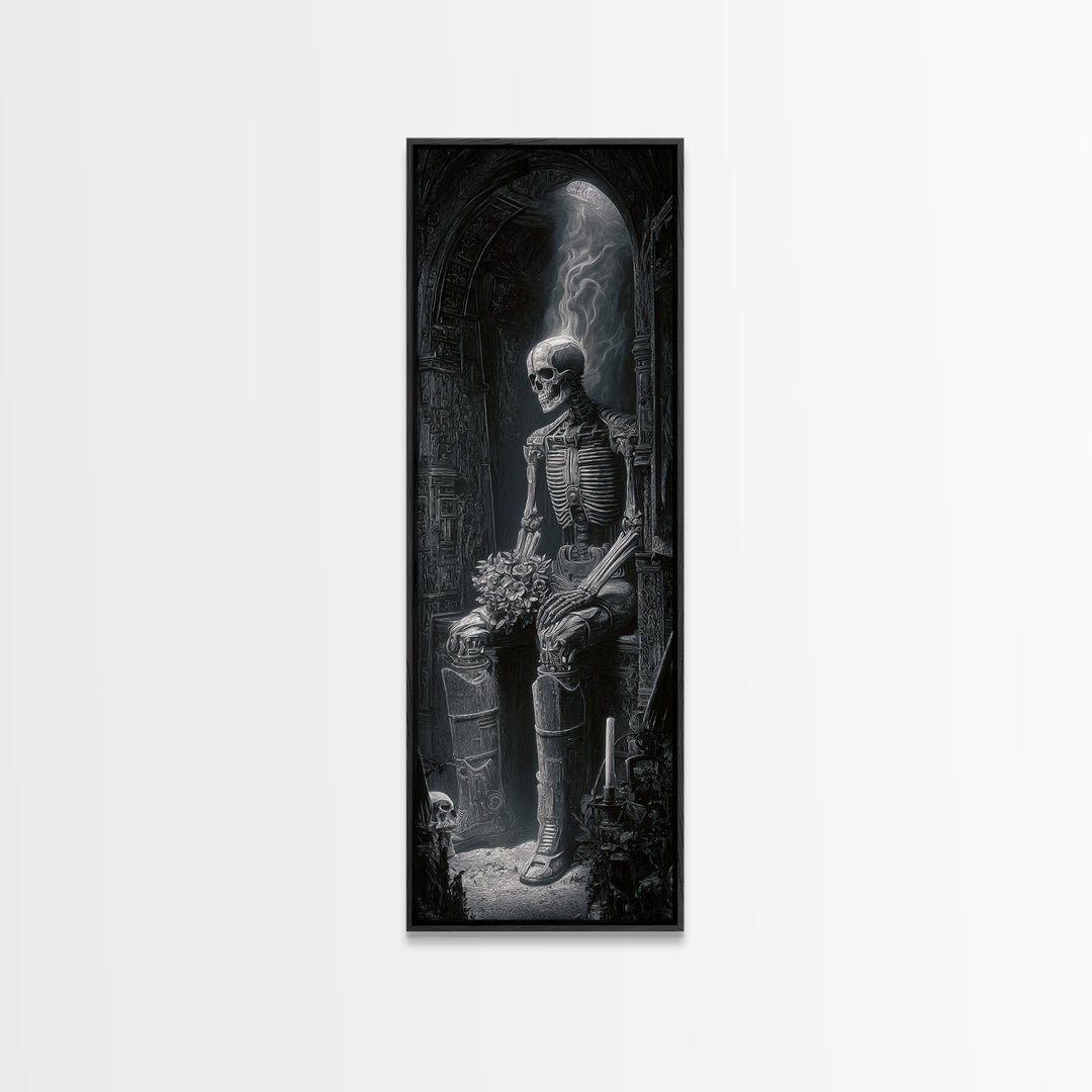 The Ghostly Groom, Biomechanical Horror Art, Tall Narrow Wall Art, Gothic Horror Wall Art, Canvas Print, Halloween Wall Art