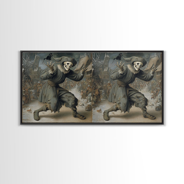 The Phantom Jester, Northern Renaissance Horror, Wide Panoramic Art, Macabre Wall Art, Canvas Print, Halloween Wall Art