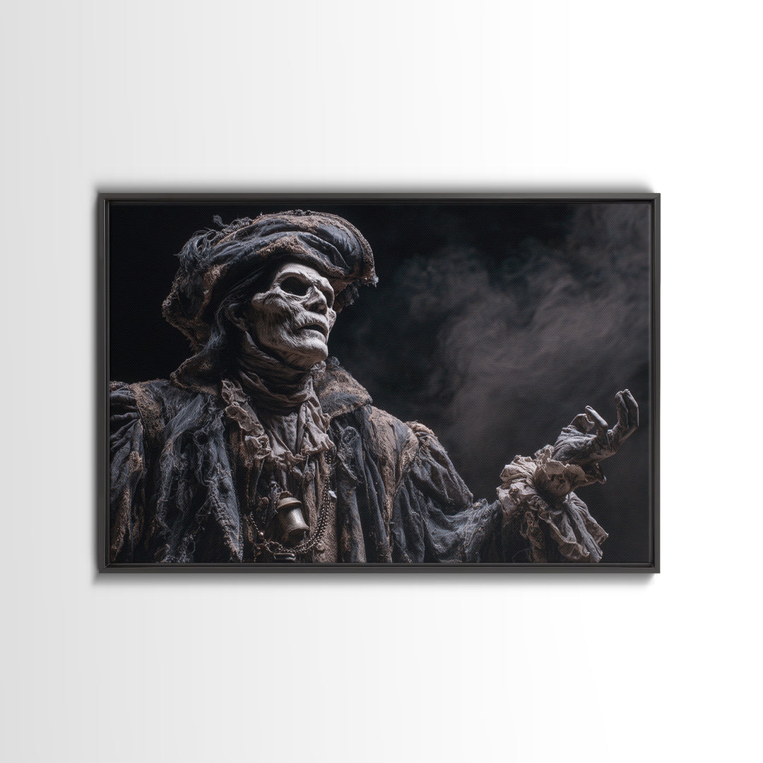 The Phantom Jester, Dark Romantic Horror Art, Landscape Wall Art, Dark Halloween Decor, Framed Canvas Print, Halloween Wall Art