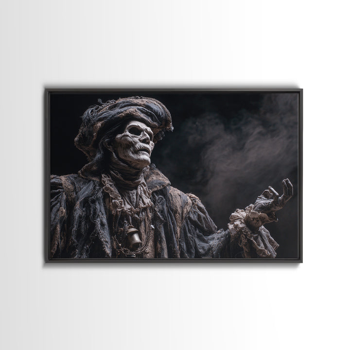 The Phantom Jester, Dark Romantic Horror Art, Landscape Wall Art, Dark Halloween Decor, Framed Canvas Print, Halloween Wall Art