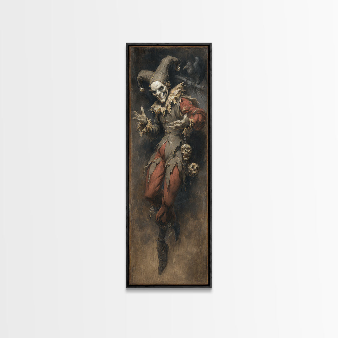 The Phantom Jester, Gothic Nightmare Art, Tall Narrow Wall Art, Macabre Wall Art, Canvas Print, Halloween Wall Art, Gothic Home Decor