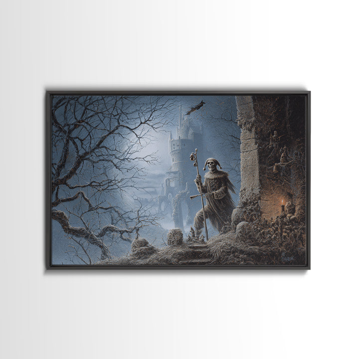 The Phantom Jester, Romantic Gothic Landscape, Landscape Wall Art, Dark Fantasy Wall Art, Canvas Print, Halloween Wall Art