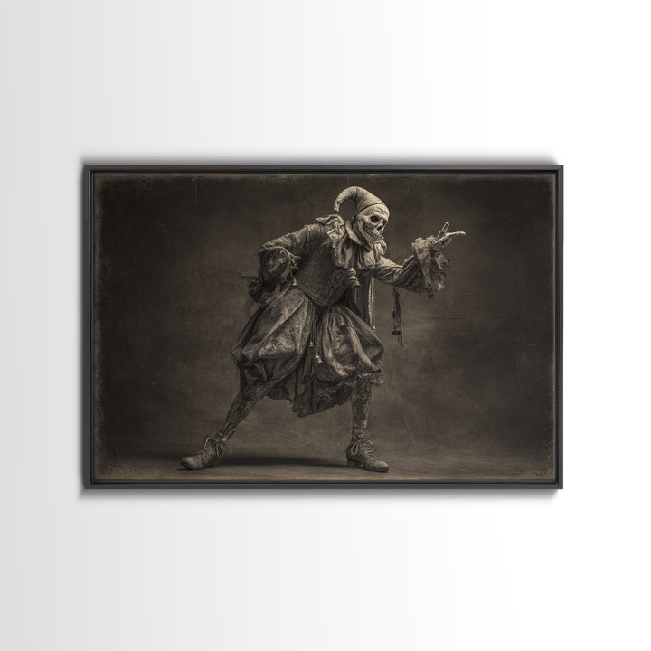 The Phantom Jester, Expressionist Nightmare Art, Landscape Wall Art, Dark Halloween Decor, Framed Canvas Print, Halloween Wall Art