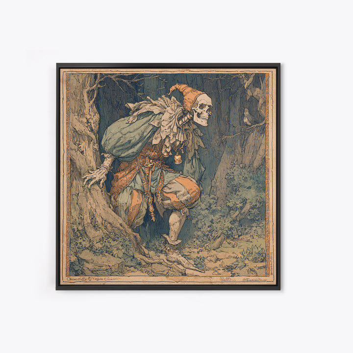 The Phantom Jester, Gothic Storybook Art, Square Wall Art, Dark Fantasy Wall Art, Canvas Print, Halloween Wall Art, Gothic Home Decor