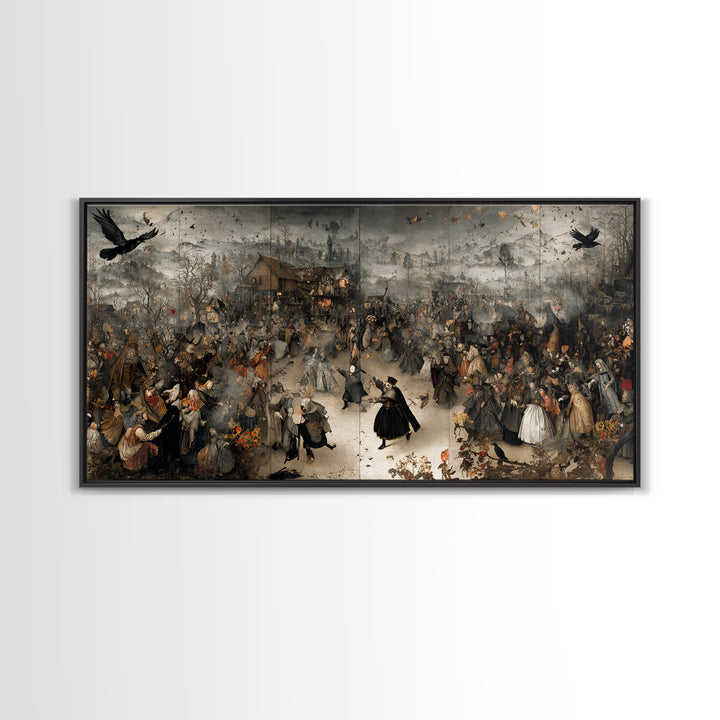 The Marionette Master, Northern Renaissance Horror, Wide Panoramic Art, Dark Halloween Decor, Canvas Print, Halloween Wall Art