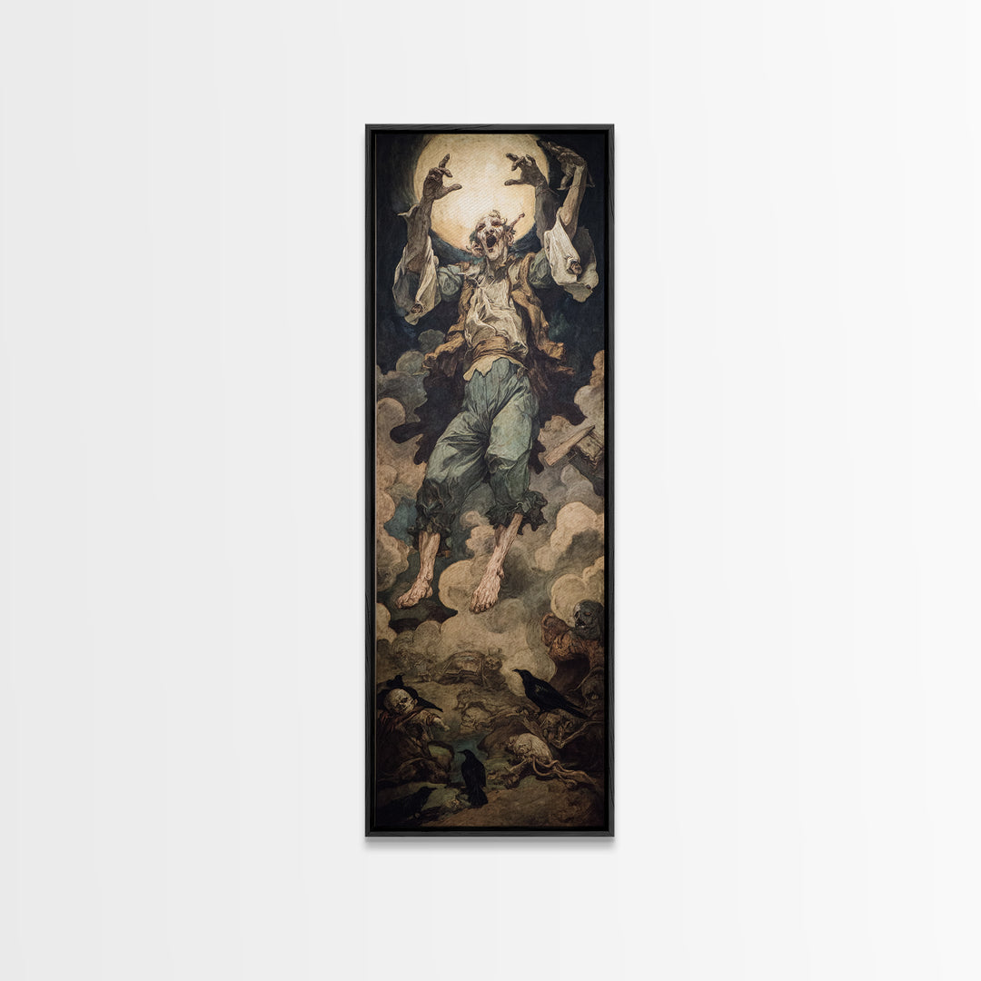 The Marionette Master, Dark Renaissance Art, Tall Narrow Wall Art, Macabre Wall Art, Framed Canvas Print, Halloween Wall Art