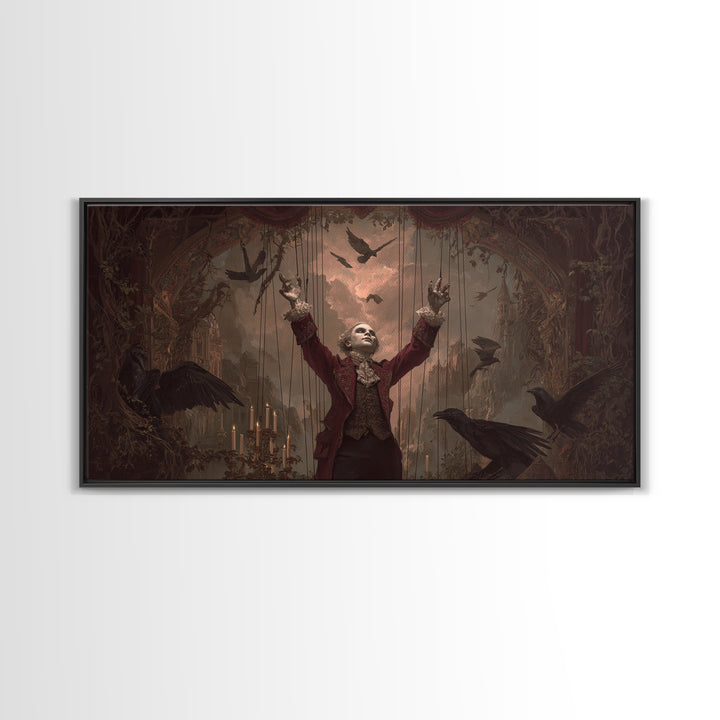 The Marionette Master, Apocalyptic Romantic Art, Wide Panoramic Art, Gothic Horror Wall Art, Canvas Print, Halloween Wall Art