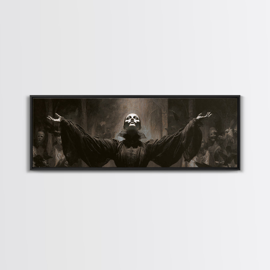 The Marionette Master, Dark Symbolist Art, Extra Wide Wall Art, Macabre Wall Art, Framed Canvas Print, Halloween Wall Art
