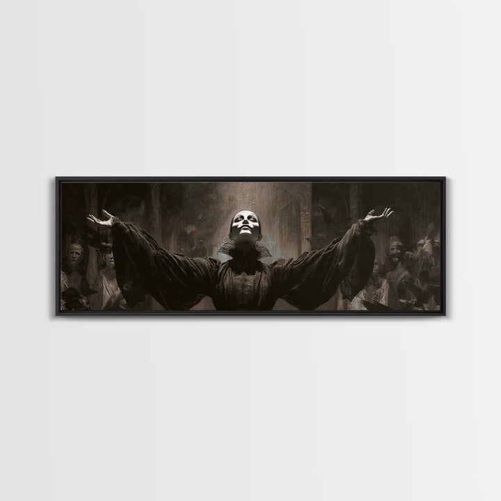 The Marionette Master, Dark Symbolist Art, Extra Wide Wall Art, Macabre Wall Art, Framed Canvas Print, Halloween Wall Art