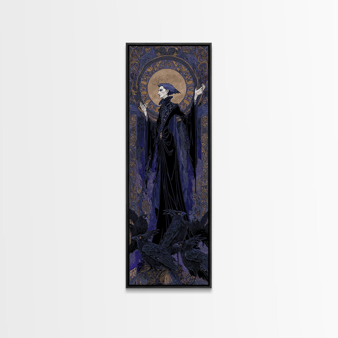 The Marionette Master, Stained Glass Gothic Art, Tall Narrow Wall Art, Dark Halloween Decor, Canvas Print, Halloween Wall Art