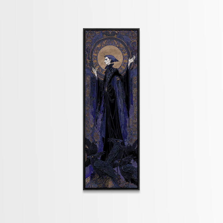 The Marionette Master, Stained Glass Gothic Art, Tall Narrow Wall Art, Dark Halloween Decor, Canvas Print, Halloween Wall Art
