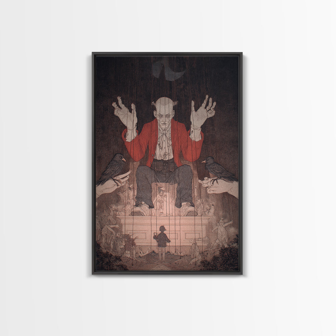 The Marionette Master, Victorian Macabre Art, Vertical Wall Art, Dark Fantasy Wall Art, Canvas Print, Halloween Wall Art
