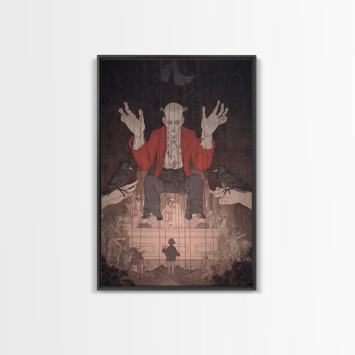 The Marionette Master, Victorian Macabre Art, Vertical Wall Art, Dark Fantasy Wall Art, Canvas Print, Halloween Wall Art