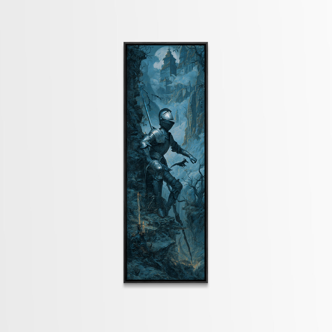 The Spectral Knight, Baroque Witchcraft Art, Tall Narrow Wall Art, Gothic Horror Wall Art, Canvas Print, Halloween Wall Art