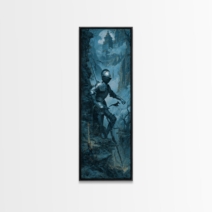 The Spectral Knight, Baroque Witchcraft Art, Tall Narrow Wall Art, Gothic Horror Wall Art, Canvas Print, Halloween Wall Art