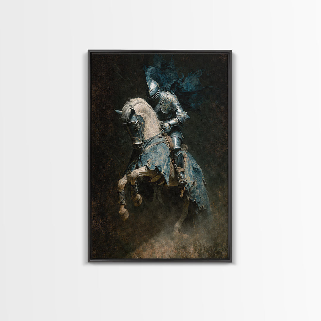 The Spectral Knight, Dark Romantic Horror Art, Vertical Wall Art, Dark Halloween Decor, Canvas Print, Halloween Wall Art, Horror Wall Art
