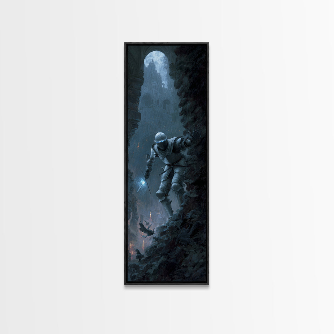 The Spectral Knight, Apocalyptic Romantic Art, Tall Narrow Wall Art, Macabre Wall Art, Canvas Print, Halloween Wall Art, Seasonal Home Decor