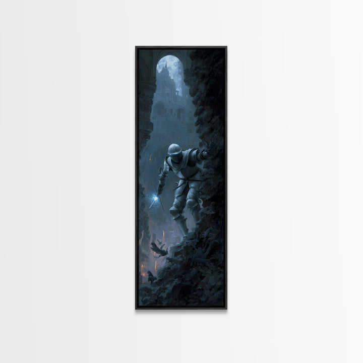 The Spectral Knight, Apocalyptic Romantic Art, Tall Narrow Wall Art, Macabre Wall Art, Canvas Print, Halloween Wall Art, Seasonal Home Decor