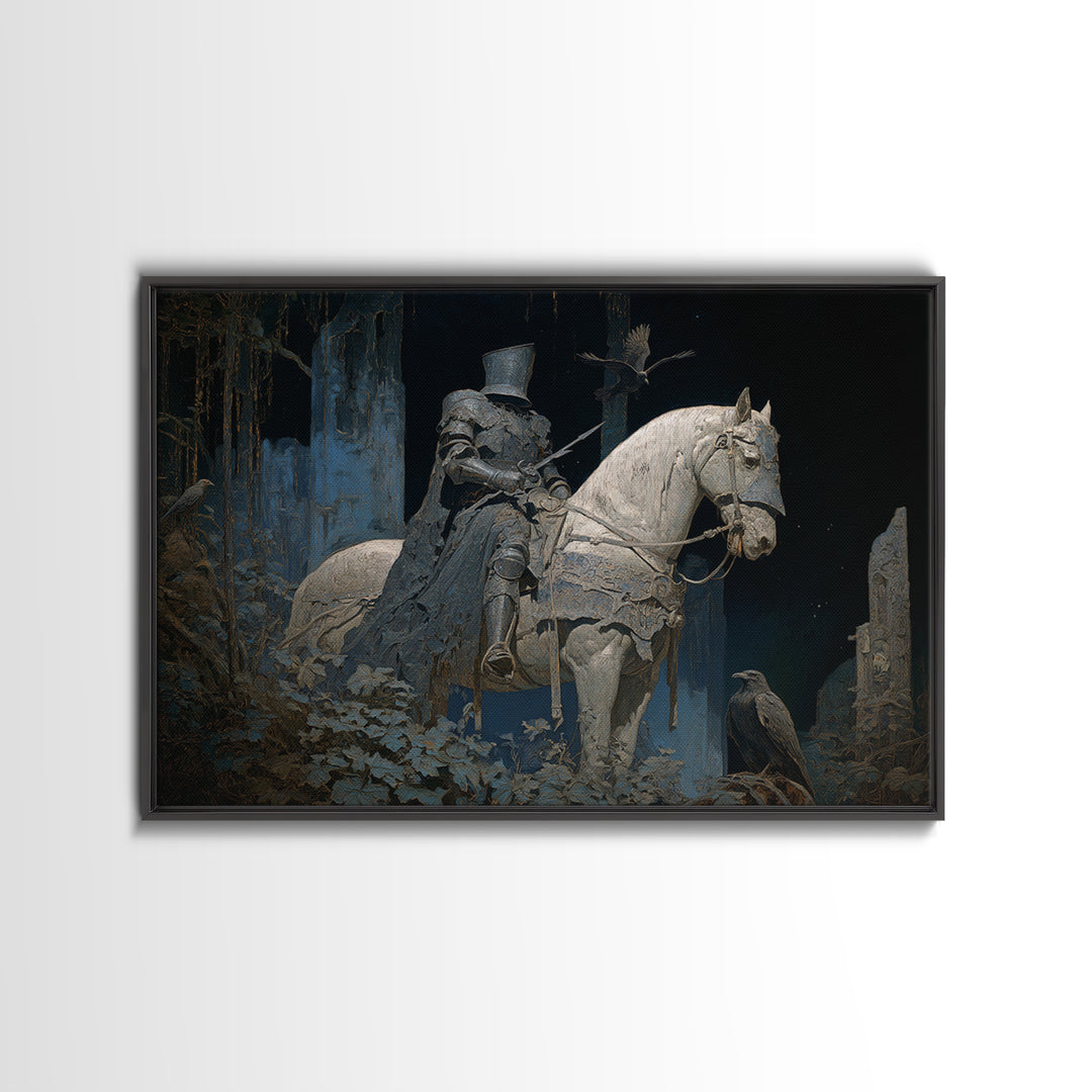 The Spectral Knight, Symbolist Gothic Landscape, Landscape Wall Art, Gothic Horror Wall Art, Canvas Print, Halloween Wall Art