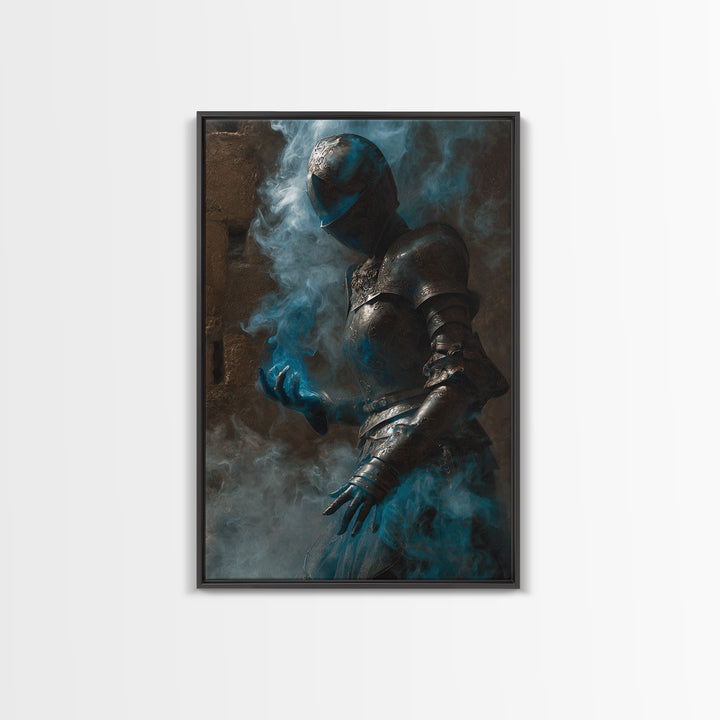 The Spectral Knight, Dark Symbolist Art, Vertical Wall Art, Dark Halloween Decor, Canvas Print, Halloween Wall Art