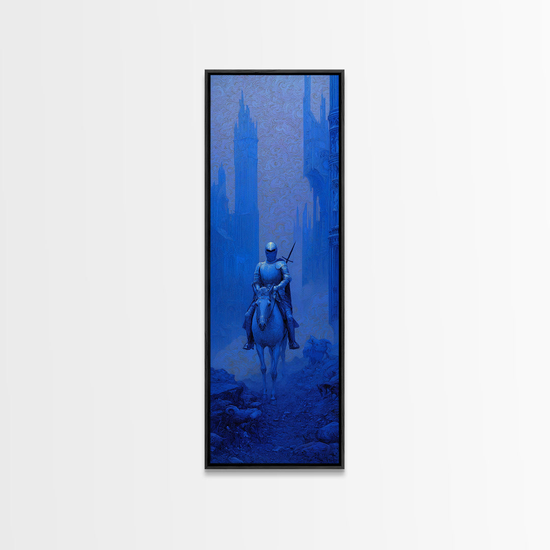 The Spectral Knight, Surreal Apocalyptic Art, Tall Narrow Wall Art, Dark Fantasy Wall Art, Canvas Print, Halloween Wall Art
