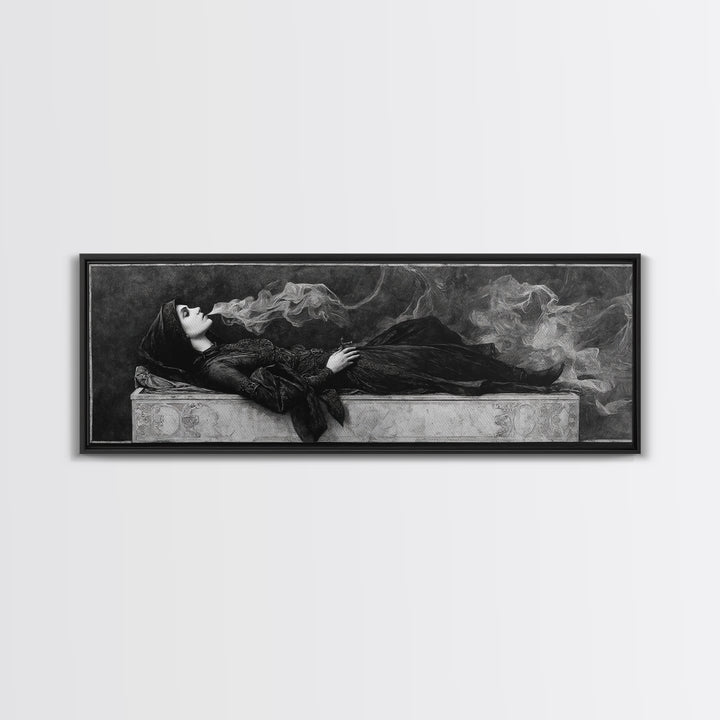 The Coffin Sleeper, Dark Symbolist Art, Extra Wide Wall Art, Gothic Horror Wall Art, Canvas Print, Halloween Wall Art