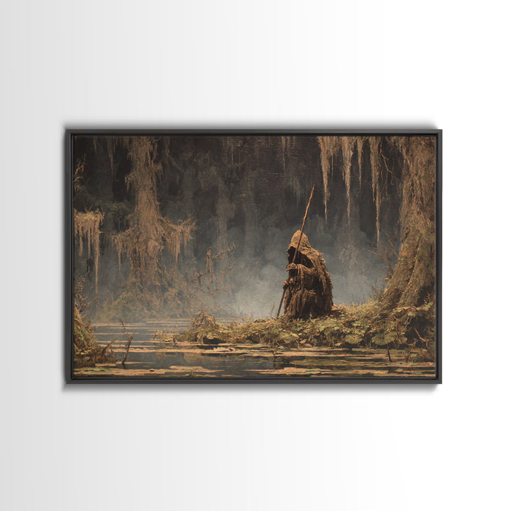 The Swamp Witch, Baroque Witchcraft Art, Landscape Wall Art, Gothic Horror Wall Art, Canvas Print, Halloween Wall Art, Gothic Home Decor