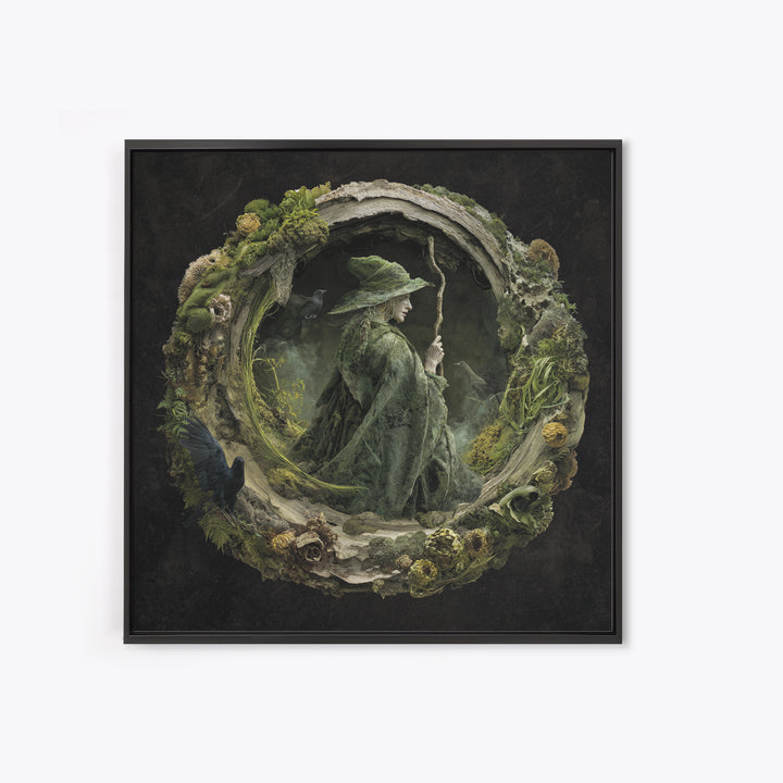The Swamp Witch, Symbolist Dream Art, Square Wall Art, Dark Fantasy Wall Art, Canvas Print, Halloween Wall Art, Horror Wall Art