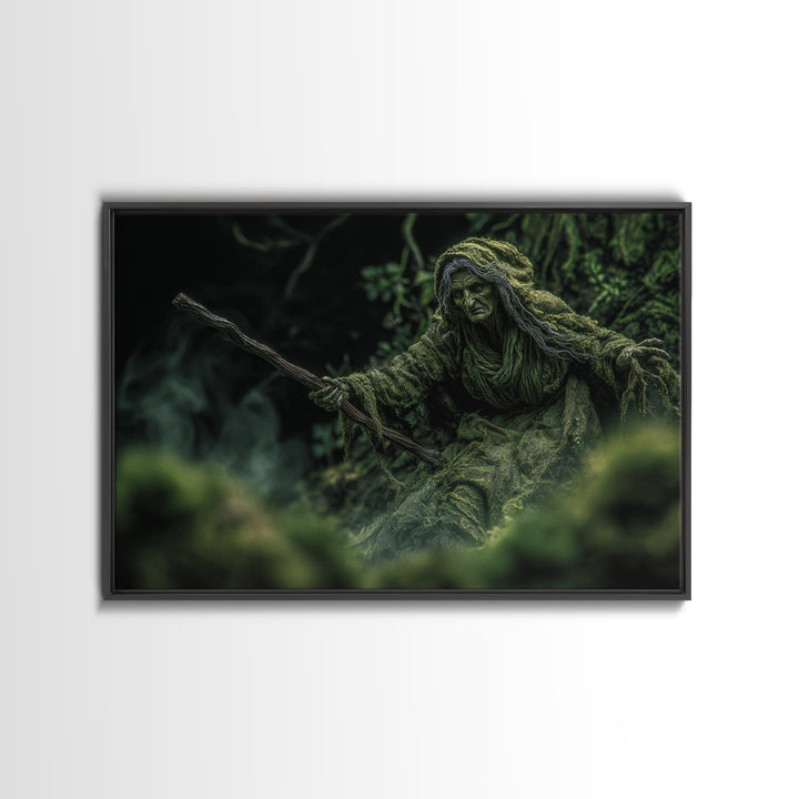 The Swamp Witch, Expressionist Gothic Art, Landscape Wall Art, Dark Fantasy Wall Art, Canvas Print, Halloween Wall Art, Gothic Home Decor
