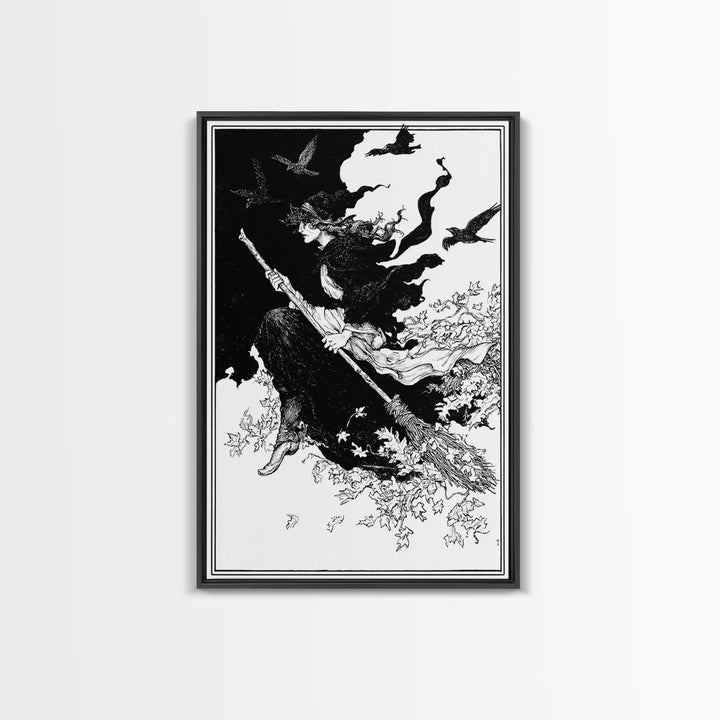 The Swamp Witch, Decadent Line Art, Vertical Wall Art, Gothic Horror Wall Art, Canvas Print, Halloween Wall Art, Halloween Decor