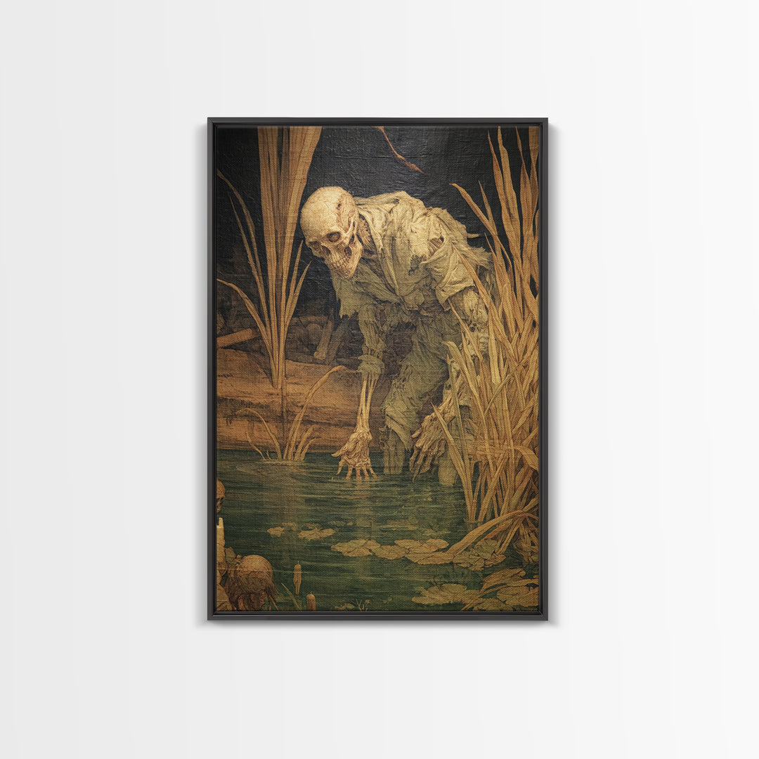 The Bog Mummy, Danse Macabre Art, Vertical Wall Art, Dark Fantasy Wall Art, Canvas Print, Halloween Wall Art