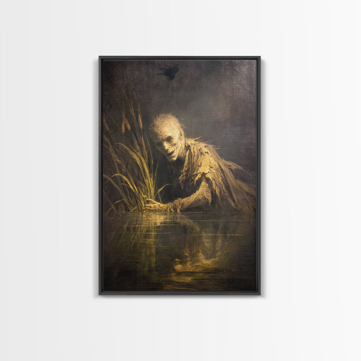 The Bog Mummy, Dark Romantic Horror Art, Vertical Wall Art, Dark Fantasy Wall Art, Canvas Print, Halloween Wall Art, Spooky Wall Decor