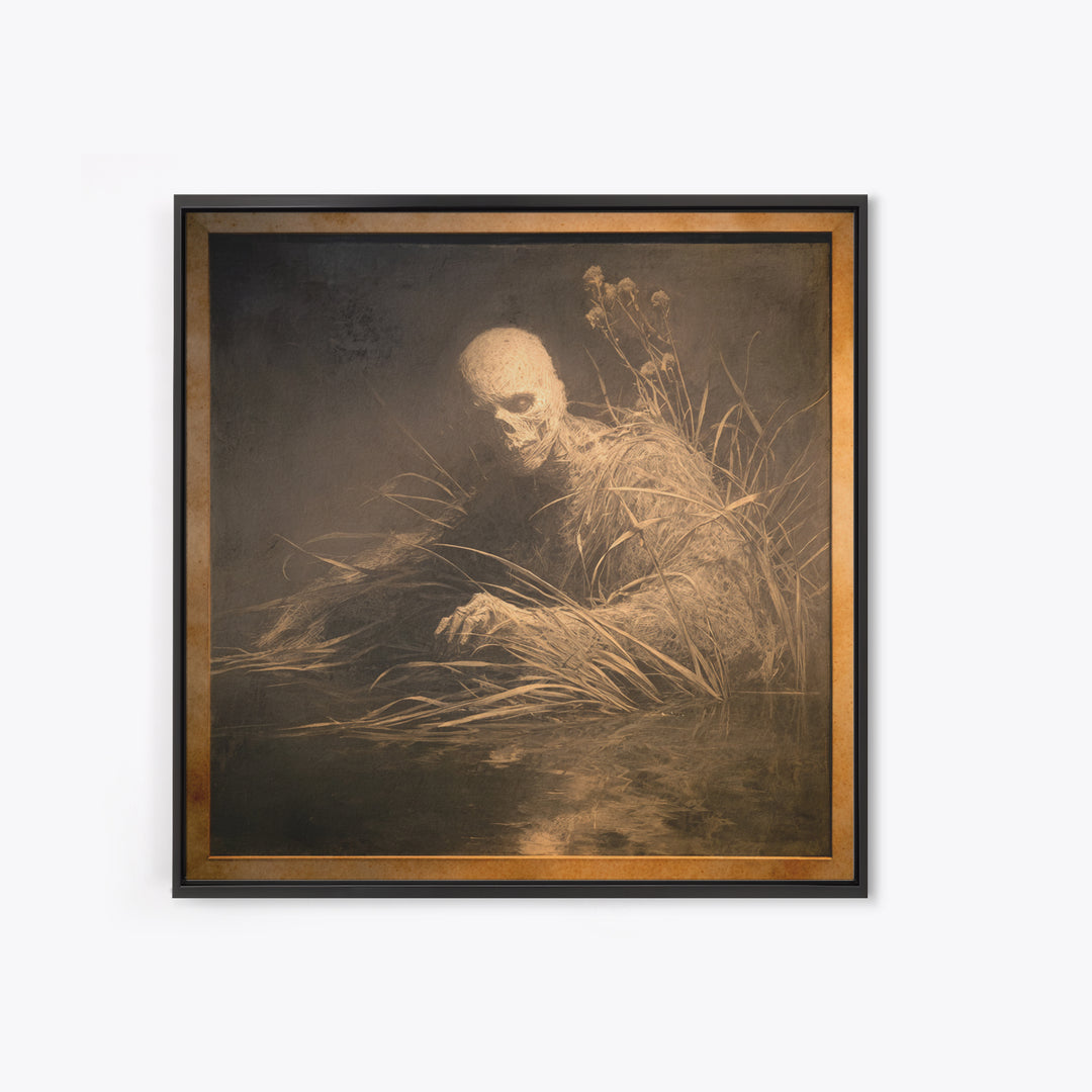 The Bog Mummy, Symbolist Dream Art, Square Wall Art, Macabre Wall Art, Canvas Print, Halloween Wall Art, Gothic Home Decor