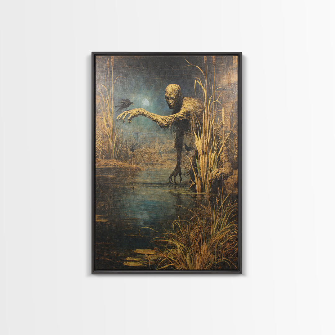 The Bog Mummy, Ornate Symbolist Art, Vertical Wall Art, Dark Halloween Decor, Framed Canvas Print, Halloween Wall Art