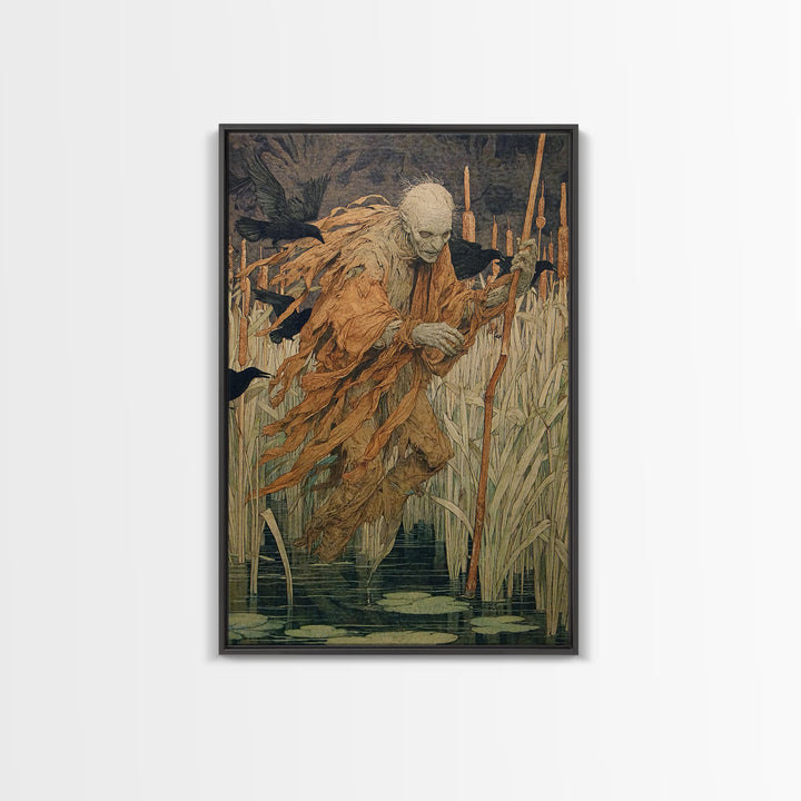 The Bog Mummy, Decadent Gothic Art, Vertical Wall Art, Dark Fantasy Wall Art, Framed Canvas Print, Halloween Wall Art