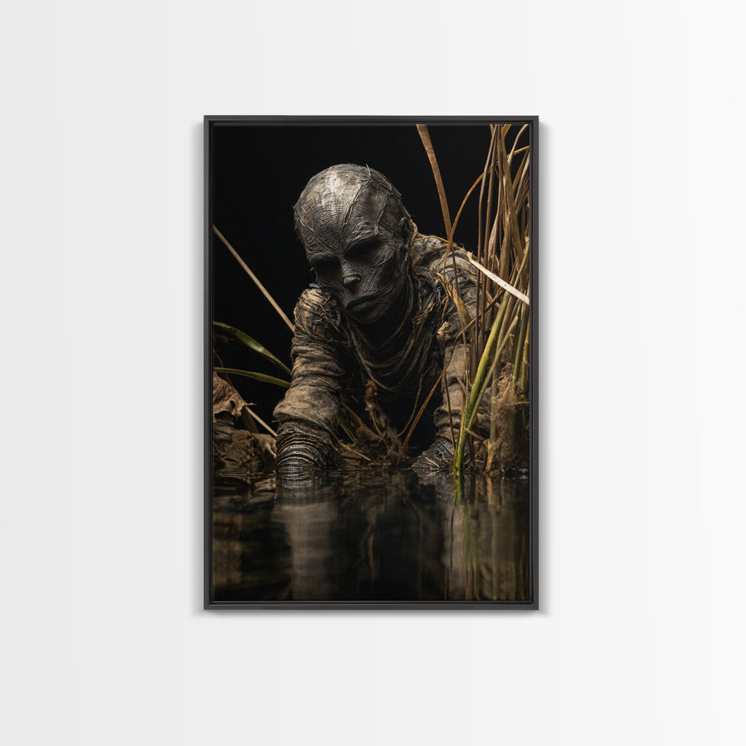 The Bog Mummy, Biomechanical Horror Art, Vertical Wall Art, Macabre Wall Art, Canvas Print, Halloween Wall Art, Halloween Decor