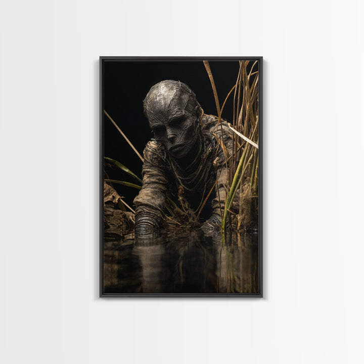 The Bog Mummy, Biomechanical Horror Art, Vertical Wall Art, Macabre Wall Art, Canvas Print, Halloween Wall Art, Halloween Decor