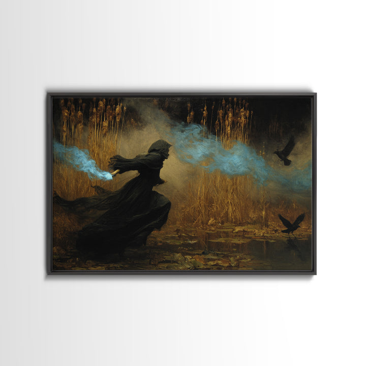 The Will-O'-The-Wisp Shepherd, Symbolist Gothic Landscape, Landscape Wall Art, Gothic Horror Wall Art, Canvas Print, Halloween Wall Art