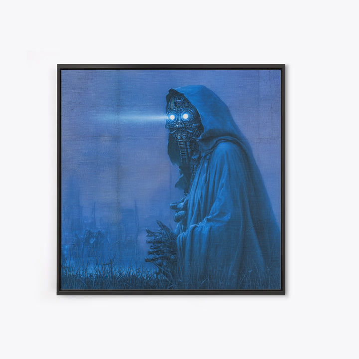 The Will-O'-The-Wisp Shepherd, Biomechanical Horror Art, Square Wall Art, Gothic Horror Wall Art, Framed Canvas Print, Halloween Wall Art