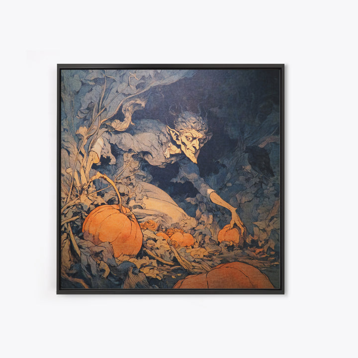 The Pumpkin Patch Goblin, Decadent Gothic Art, Square Wall Art, Dark Fantasy Wall Art, Canvas Print, Halloween Wall Art