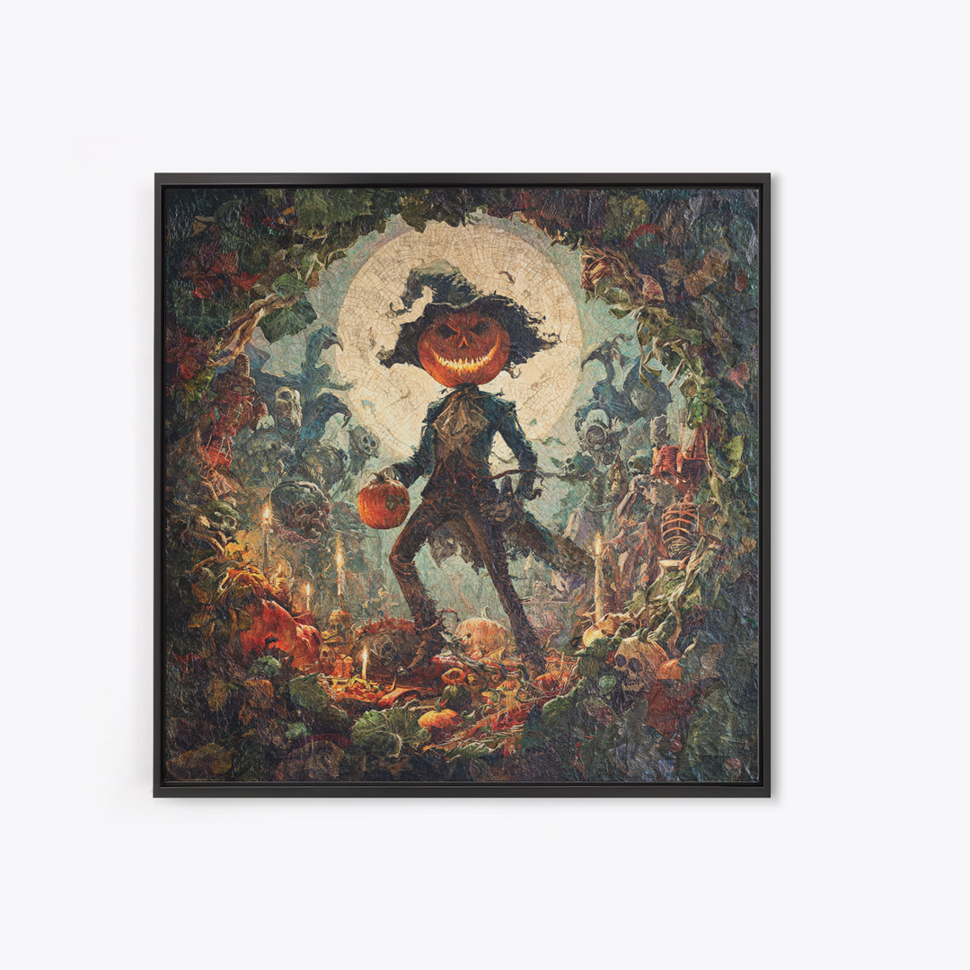The Pumpkin Patch Goblin, Grotesque Carnival Art, Square Wall Art, Dark Fantasy Wall Art, Canvas Print, Halloween Wall Art