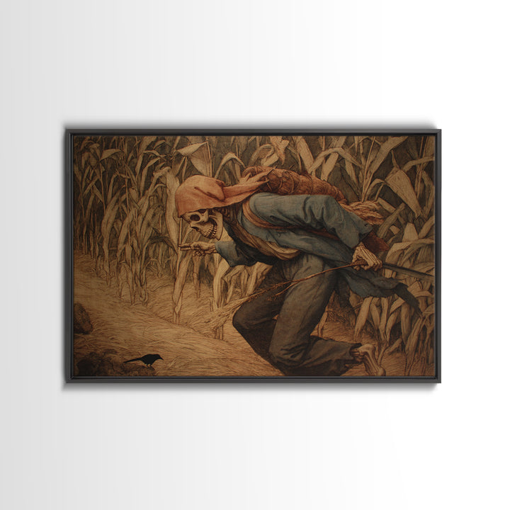 The Cornfield Crawler, Danse Macabre Art, Landscape Wall Art, Dark Fantasy Wall Art, Framed Canvas Print