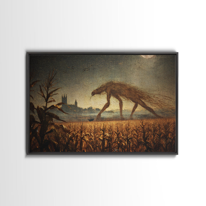 The Cornfield Crawler, Romantic Gothic Landscape, Landscape Wall Art, Macabre Wall Art, Canvas Print, Halloween Wall Art