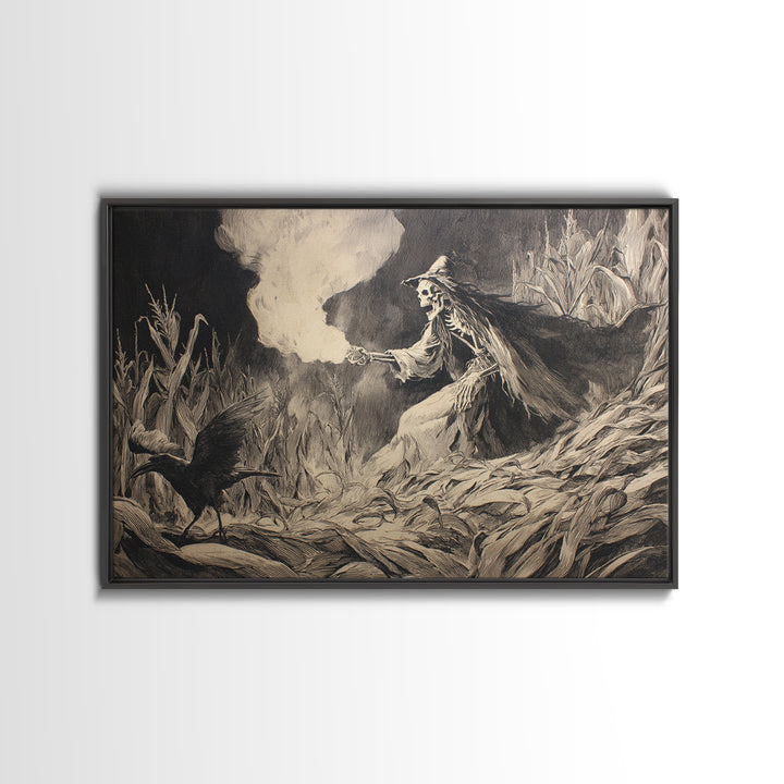 The Cornfield Crawler, Decadent Gothic Art, Landscape Wall Art, Dark Halloween Decor, Canvas Print, Halloween Wall Art