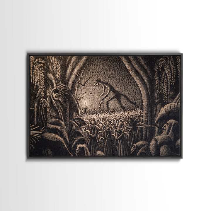The Cornfield Crawler, Victorian Macabre Art, Landscape Wall Art, Macabre Wall Art, Canvas Print, Halloween Wall Art, Halloween Decor
