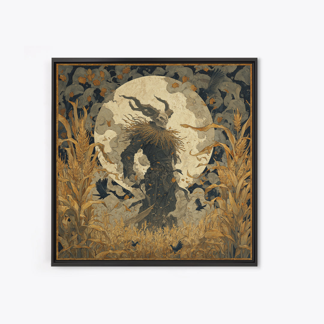 The Harvest Demon, Dark Symbolist Art, Square Wall Art, Gothic Horror Wall Art, Canvas Print, Halloween Wall Art, Dark Fantasy Art