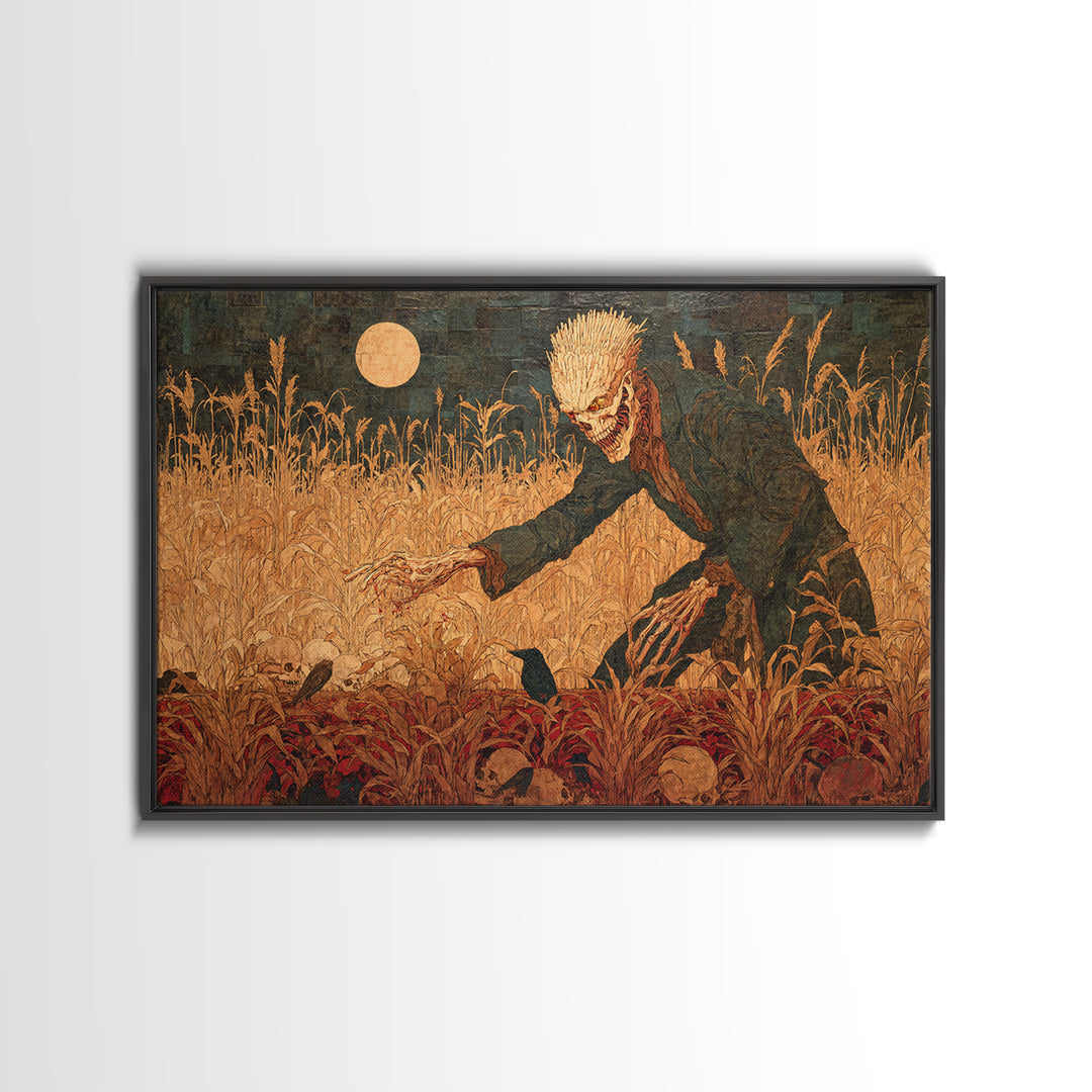 The Harvest Demon, Grotesque Carnival Art, Landscape Wall Art, Gothic Horror Wall Art, Canvas Print, Halloween Wall Art, Halloween Decor