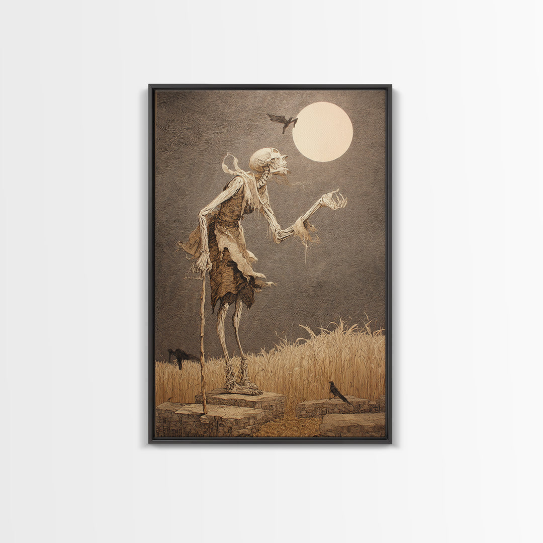 The Harvest Demon, Victorian Macabre Art, Vertical Wall Art, Dark Halloween Decor, Canvas Print, Halloween Wall Art