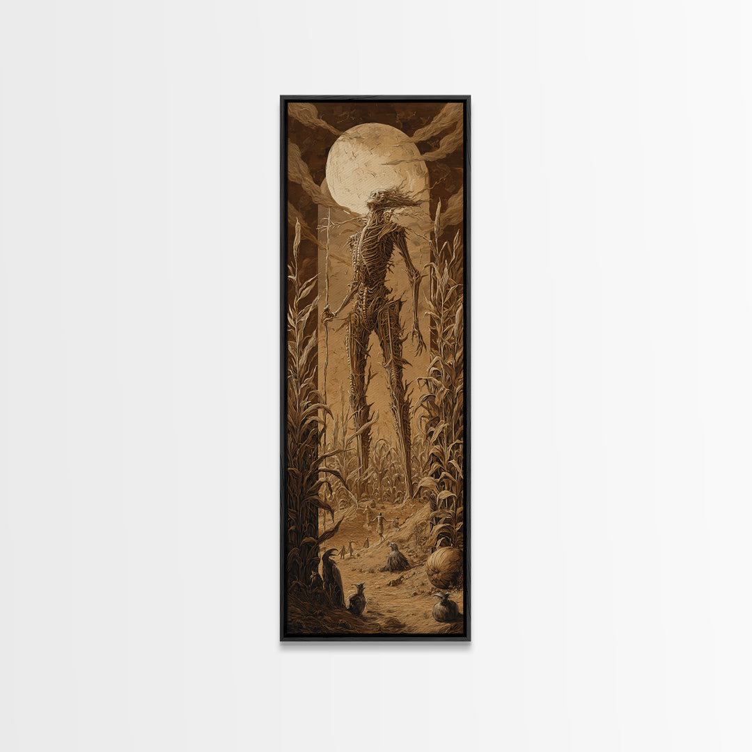 The Harvest Demon, Biomechanical Horror Art, Tall Narrow Wall Art, Dark Fantasy Wall Art, Framed Canvas Print, Halloween Wall Art
